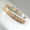 Lines in Gold - 3 mm Yellow Gold: Modern two tone wedding band, simple and elegant. It is made from two layers - sterling silver base and thin layer of solid yellow gold.