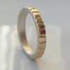Lines in Gold - 3 mm Yellow Gold: Modern two tone wedding band, simple and elegant. It is made from two layers - sterling silver base and thin layer of solid yellow gold.