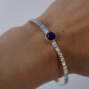 Amethyst Cuff Bracelet: Sterling silver textured bracelet with amethyst cabochon.