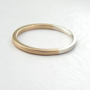 Golden Ratio - 1.5 mm 9k Gold + Silver. Wedding bands made of 9ct yellow gold and silver in golden ratio. Perfect rings for math lovers, geeks, scientists or artists.