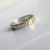 Lines in Gold - 5 mm Yellow Gold: Modern two tone wedding band, simple and elegant. It is made from two layers - sterling silver base and thin layer of solid yellow gold.