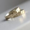 Lines in Gold - 3 mm Yellow Gold: Modern two tone wedding band, simple and elegant. It is made from two layers - sterling silver base and thin layer of solid yellow gold.