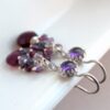 Berries: Sterling silver earrings with gemstones: Amethyst (lighter and darker shade), iolite, rhodolite garnet, wine red chalcedony.