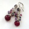 Berries: Sterling silver earrings with gemstones: Amethyst (lighter and darker shade), iolite, rhodolite garnet, wine red chalcedony.