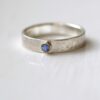 Blue Sapphire Engagement Ring: Sterling silver and 18k gold unique engagement ring or gemstone wedding band. Adorned with natural blue sapphire from Sri Lanka.