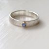 Blue Sapphire Engagement Ring: Sterling silver and 18k gold unique engagement ring or gemstone wedding band. Adorned with natural blue sapphire from Sri Lanka.