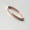 Dainty Rose Gold Wedding Band: Simple dainty rose gold wedding ring. Thin, lightweight and versatile, easy to combine with engagement ring.