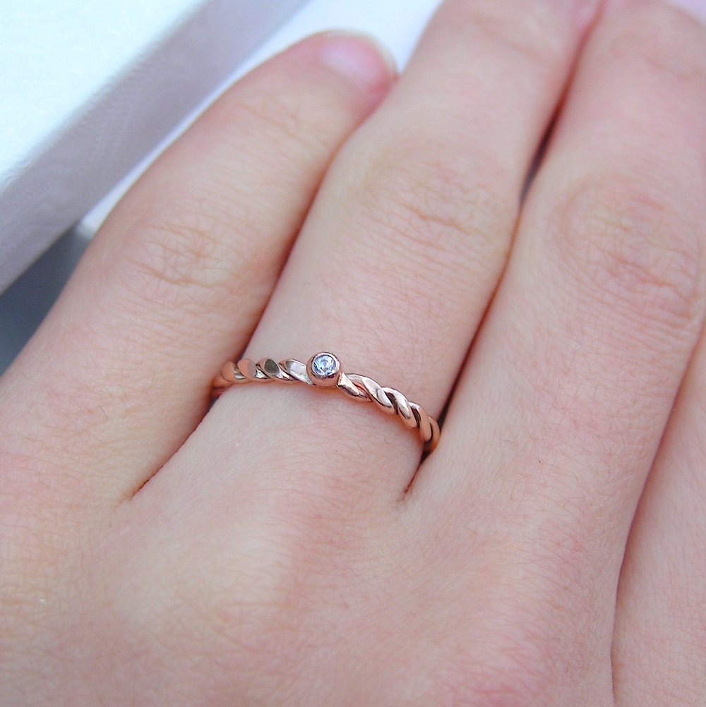 Dainty White Sapphire 9k Rose Gold Ring Anna Rei Jewellery