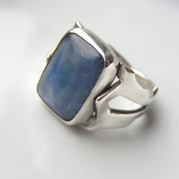 Indigo: Sterling silver statement ring with indigo blue kyanite cabochon.