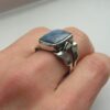 Indigo: Sterling silver statement ring with indigo blue kyanite cabochon.