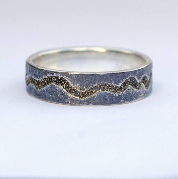 River Ring - Sterling Silver and 18k Gold: River ring inspired by wild landscape.