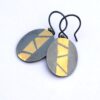 Keum-boo Earrings - Gold on Oxidized Sterling Silver Dangle Earrings, Discounted