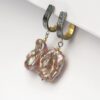 Pink Baroque Pearl Earrings, Sterling Silver with Gold Details, One of a Kind