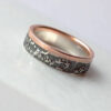 Silver Chaos with Rose Gold Edge - Sterling silver wedding band with unique rustic texture and rose gold edge.