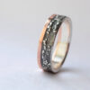 Silver Chaos with Rose Gold Edge - Sterling silver wedding band with unique rustic texture and rose gold edge.