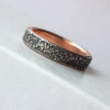 Silver Chaos with Rose Gold Lining - Sterling silver wedding band with unique rustic texture and rose gold lining. Perfect ring for both men and women.
