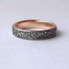 Silver Chaos with Rose Gold Lining - Sterling silver wedding band with unique rustic texture and rose gold lining. Perfect ring for both men and women.
