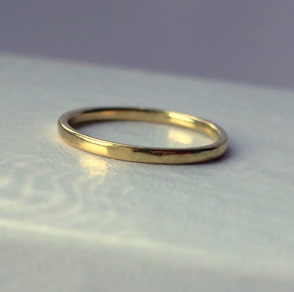 Thin 18k Yellow Gold Wedding Band - Simple dainty yellow gold wedding ring made of solid 18k yellow gold, shiny finished.