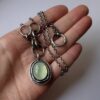 Rustic Prehnite Necklace - Sterling silver one of a kind necklace with green prehnite. Rustic nature inspired style, handmade using metalsmith techniques.