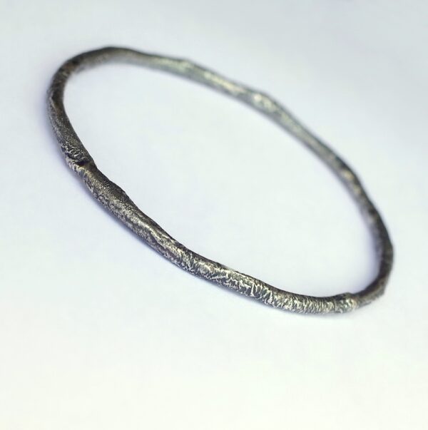 Rustic Round Bracelet - Sterling silver bangle textured with reticulation technique.