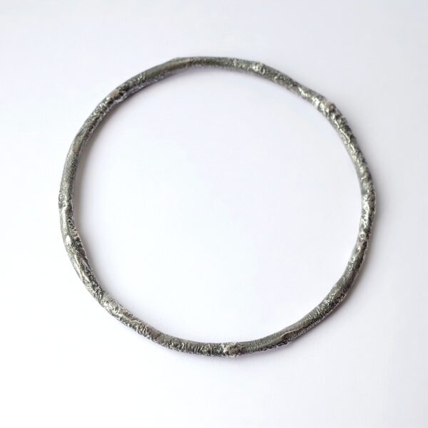 Rustic Round Bracelet - Sterling silver bangle textured with reticulation technique.