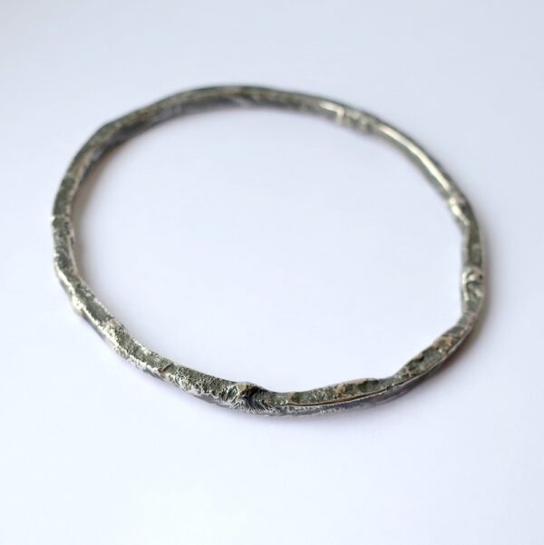 Rustic Square Bracelet - Sterling silver bangle textured with reticulation technique.