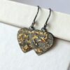 Gold Chaos Hearts - Oxidized sterling silver and 18k gold heart earrings