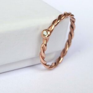 Simple Rose Gold Engagement Ring with White Sapphire - Dainty, simple and elegant 9k rose gold ring