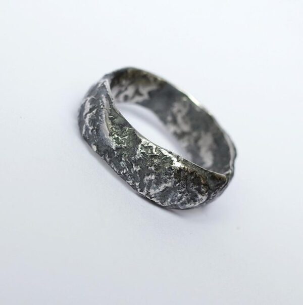 Wide Rustic Ring - Sterling Silver One of a Kind Men's Ring, Size 9