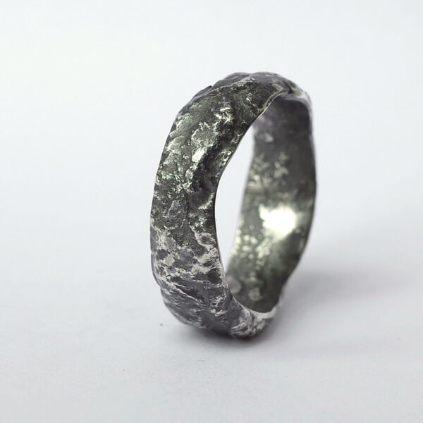 Wide Rustic Ring - Sterling Silver One of a Kind Men's Ring, Size 9