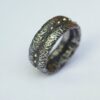 Wide Rustic Ring with Gold Dots - Chunky Oxidized Silver Men's Ring with 18k Gold, Size 10.5