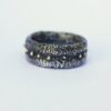 Wide Rustic Ring with Gold Dots - Chunky Oxidized Silver Men's Ring with 18k Gold, Size 10.5