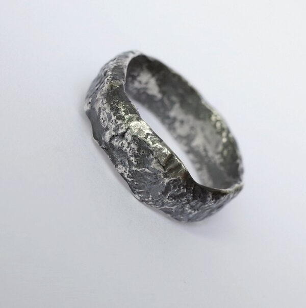 Wide Rustic Ring - Sterling Silver One of a Kind Men's Ring, Size 10