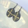 Gold Chaos Gold Cross - Artisan Oxidized Sterling Silver Dangle Earrings with Gold Accent