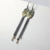 Gold Chaos Long Earrings - Oxidized Sterling Silver and 18k Gold Earrings.