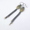 Gold Chaos Long Earrings - Oxidized Sterling Silver and 18k Gold Earrings.