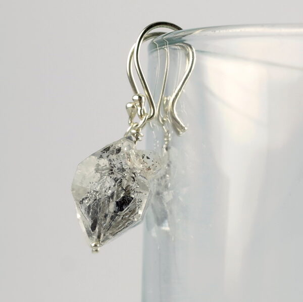 Raw Herkimer Diamond Earrings - 9k White Gold and Large Natural Crystal Points