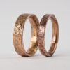 Rustic Gold Engagement Ring Set, 9k Rose Gold Wedding Bands