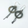 Gold Chaos Long Earrings with Chains - 18k Gold and Sterling Silver Two Tone Earrings